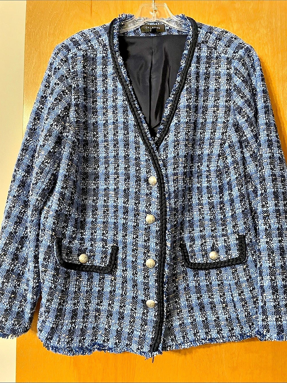 Talbots Plaid Blazer in Blue & Black Size 16W Like New